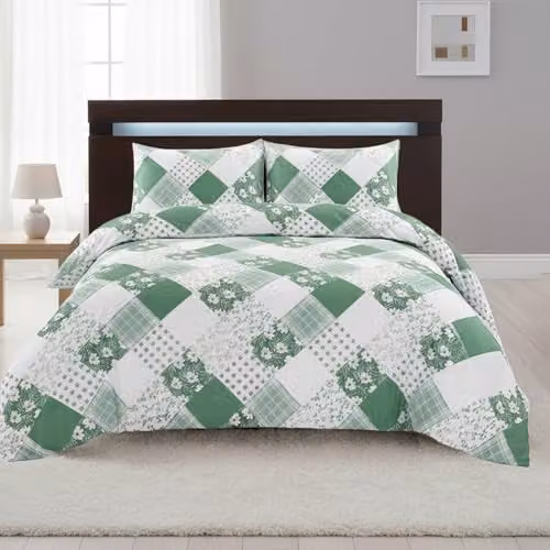 Home Sweet Home UK Fernleigh Floral Polycotton Duvet Cover and Pillowcase Set in Green, W/D/H: 220 x 220 x 220 cm – 3