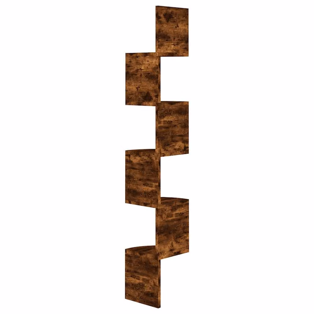 Berkfield Home Wall Mounted Corner Shelf in Smoked Oak Brown, W/D/H: 19 x 19 x 123 cm – 3