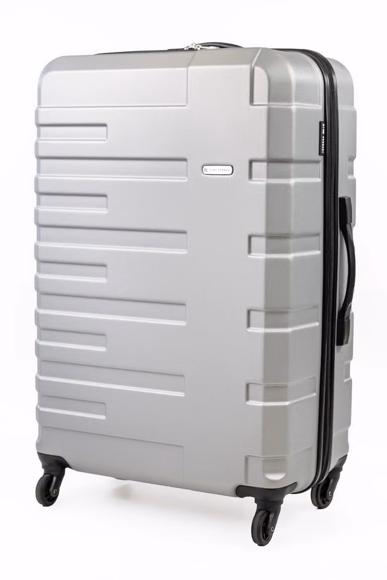 Gino Ferrari Lightweight Hard Shell Silver Suitcase, Medium Size, W/D/H: 66 x 45 x 42.1 cm