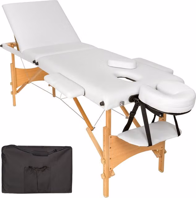 tectake Daniel 3-Zone Massage Table with Padding Bag, White