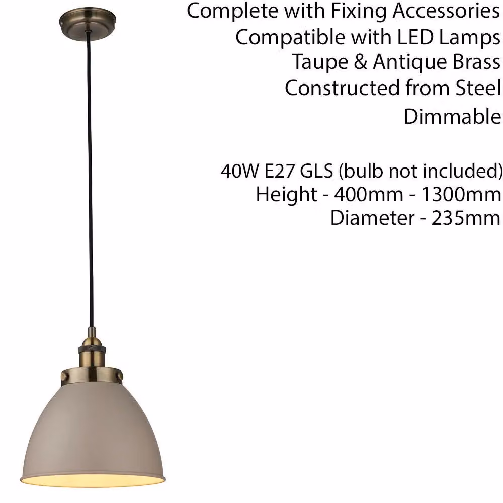 Loops Industrial Hanging Ceiling Pendant Light in Grey and Gold Brass, Height Adjustable, E27 Bulb Holder – 2