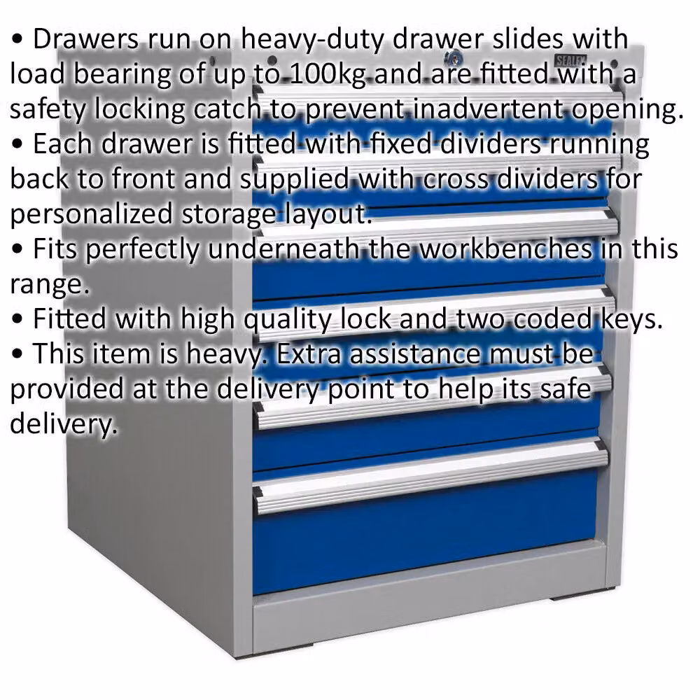 Loops 6 Drawer Industrial Metal Cabinet in Blue, Lockable – 2