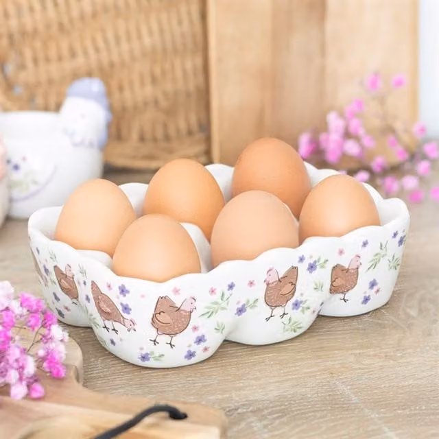 KDMK Floral White Ceramic Egg Holder for Adults