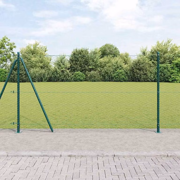 Berkfield Home Green Steel Hexagon Fence, W: 1.2 m, L: 50 m