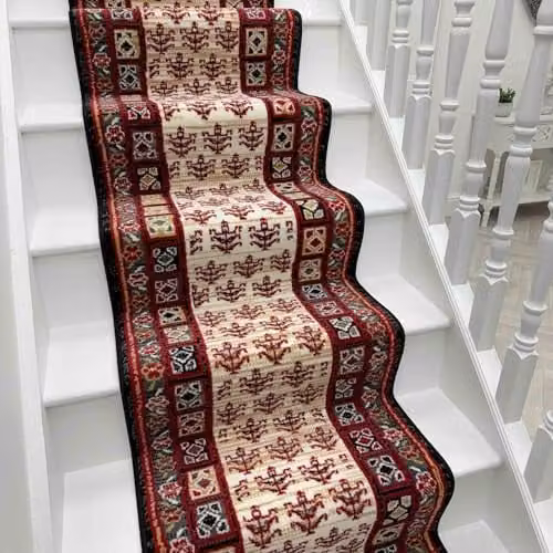 runrug Mayan Machine Woven Stair Runner in Black and Multicolour, W: 70 cm, L: 690 cm – 1
