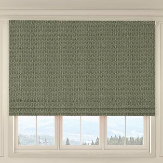 HOUSE Llewelyn-Bowen Made To Measure Roman Blind in Forest Green with Oak Leaf Floral Pattern