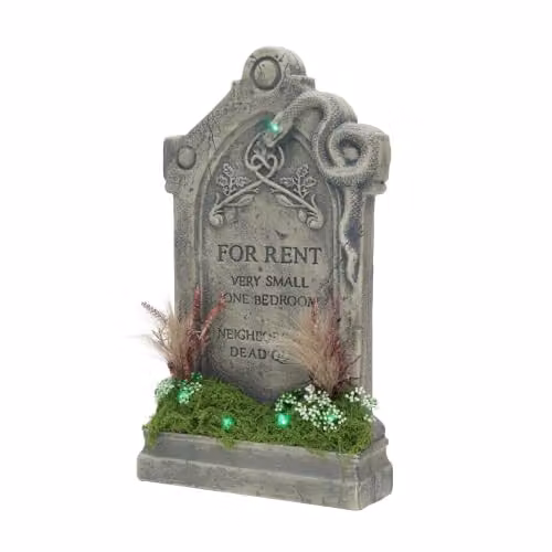 Samuel Alexander For Rent Halloween Graveyard Tombstone with LED Lights in Green and Grey, Height: 60 cm – 2