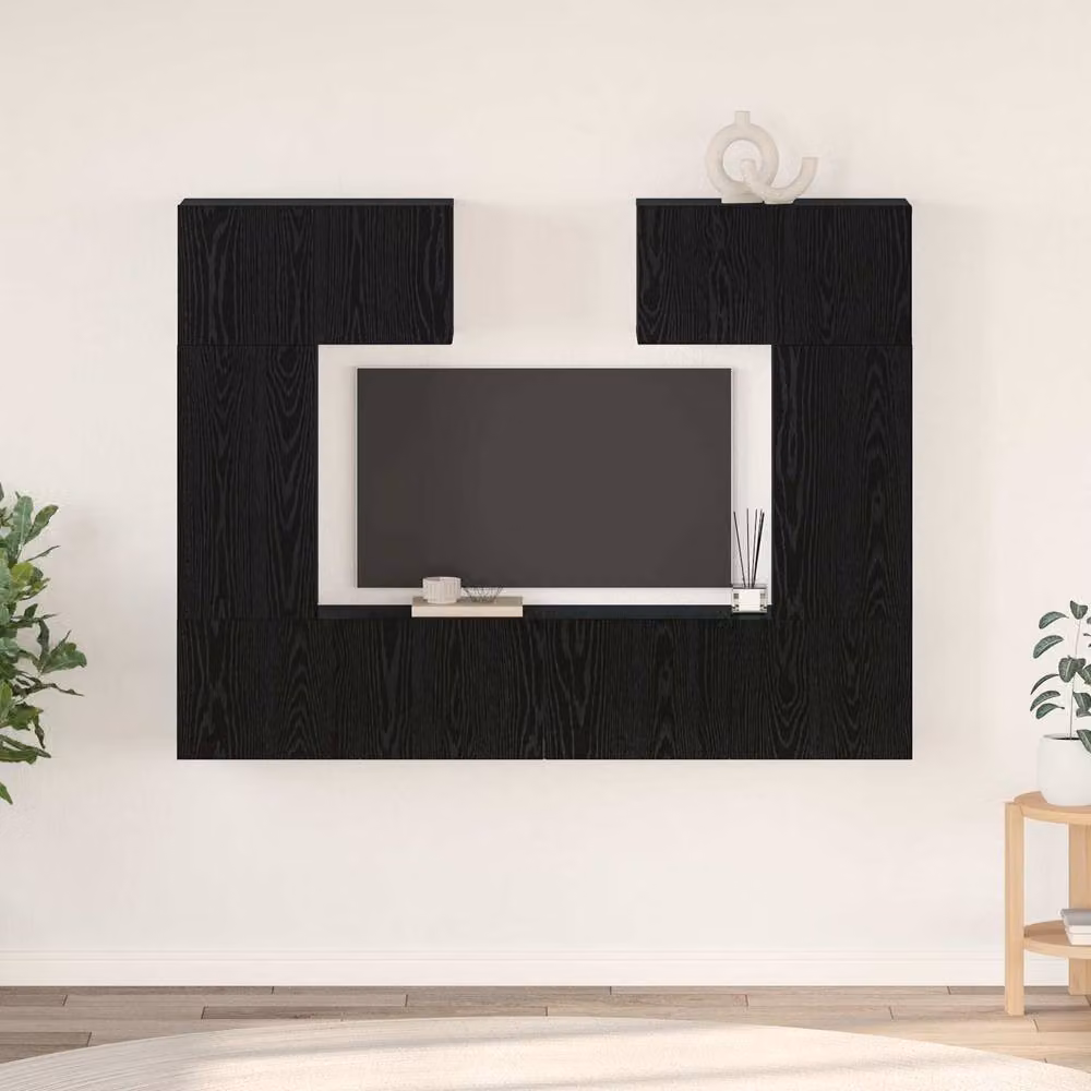 Berkfield Home 6 Piece Modern TV Cabinet Set in Black Oak, W/D/H: 80 x 30 x 30 cm – 2