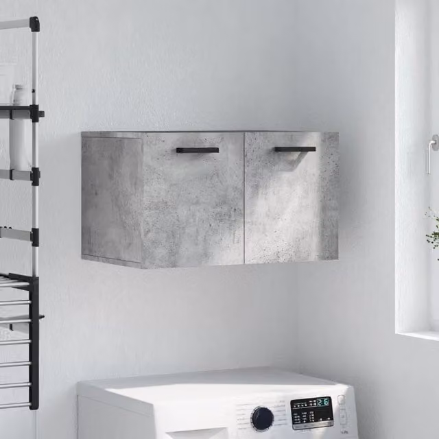 Berkfield Home Wall Mounted Cabinet in Concrete Grey, W/D/H: 60 x 35 x 35 cm
