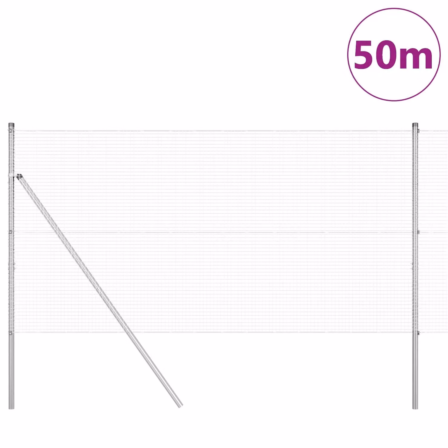 Berkfield Home Galvanised Steel Welded Wire Fence with 13 Posts, Silver, 1.4 x 50 m – 2