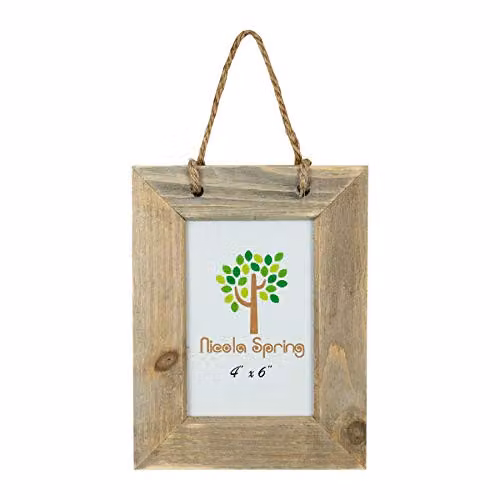 Nicola Spring Rustic Hearts Hanging Wooden Photo Frame, Brown, Fits 10 x 15 cm – 1