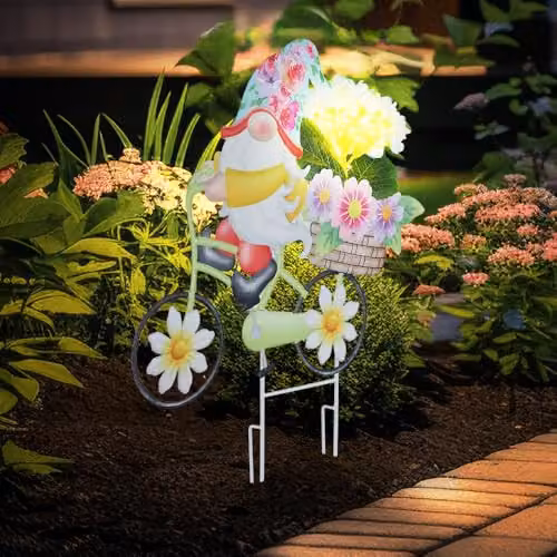 Globo Lighting Solar LED Garden Lamp Multicolour Gnome on Bicycle, Height: 52.5 cm – 3