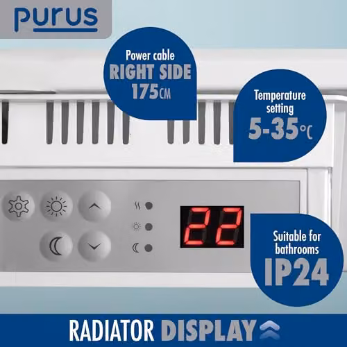 Purus 600W White Convector Electric Panel Heater, Wall Mounted or Freestanding – 3