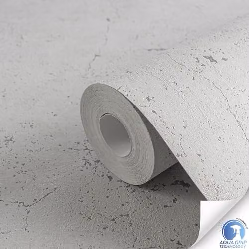 Livingwalls DESIGNDROP Non-Woven Pre-pasted Wallpaper in Concrete Monochrome Grey and Silver, 10.05 x 0.53 m – 2