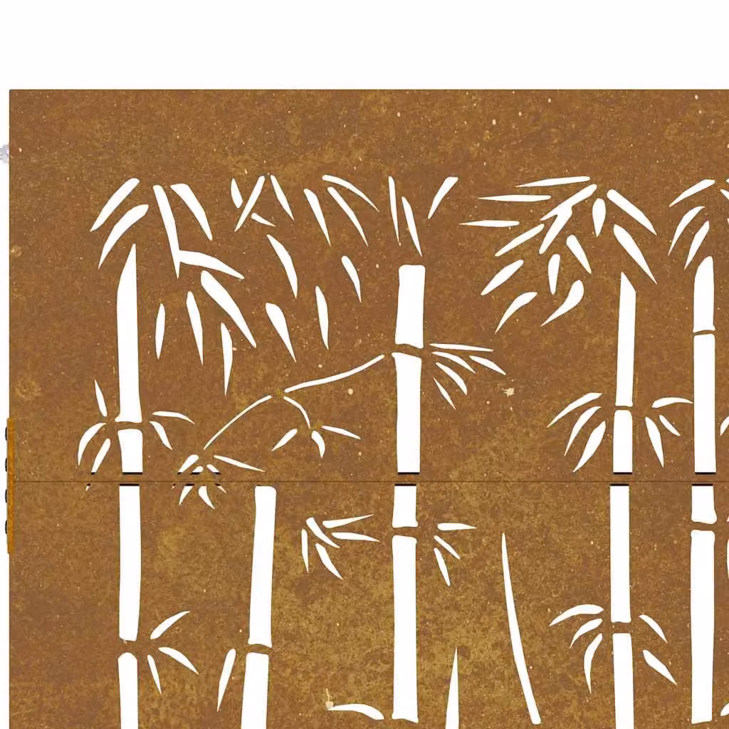 Berkfield Home Garden Gate in Brown Corten Steel with Bamboo Design, W: 105 cm, H: 155 cm – 4