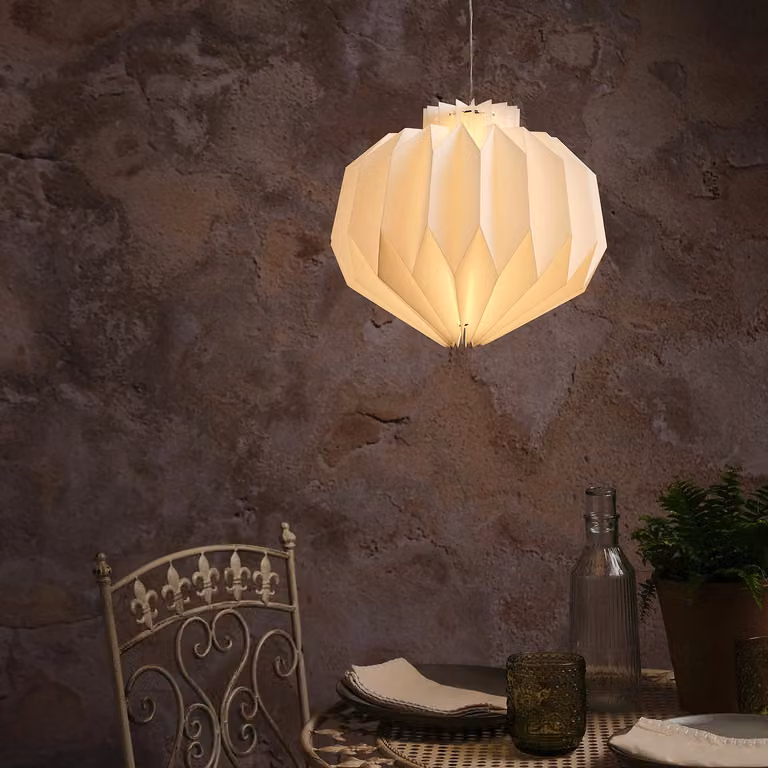 Lights4fun Shrewsbury White Paper Pendant Lampion with Warm White LED