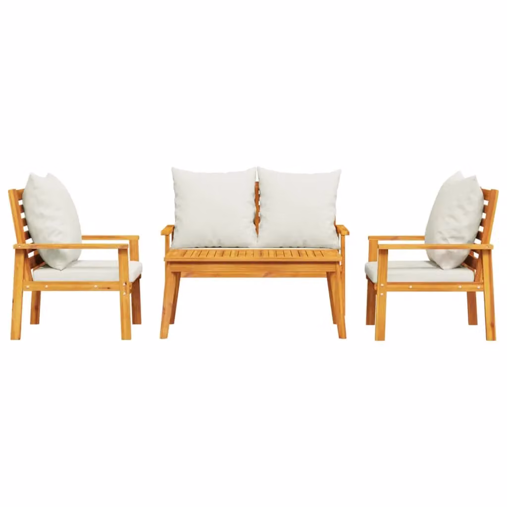 Berkfield Home 4 Piece Garden Lounge Set with Cushions in Brown Solid Acacia Wood – 2
