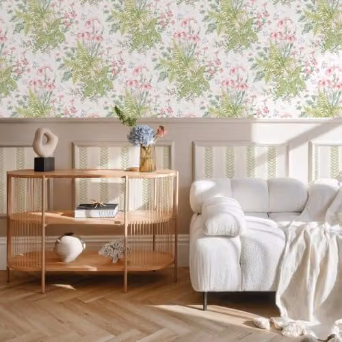 Rasch Holden Decor Chelsea Ferns Botanical Floral Wallpaper in Pink and Green – 2