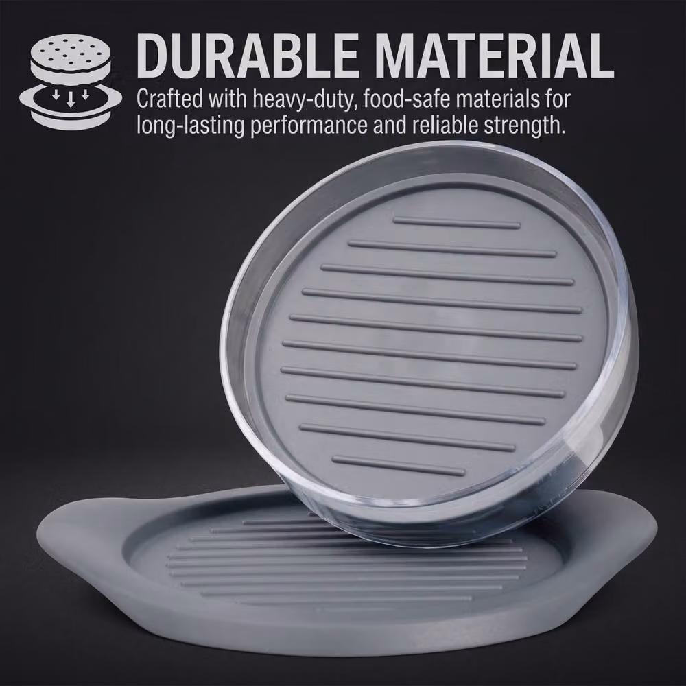 Crystals Non Stick Round Burger Press and Hamburger Patty Maker in Grey – 2