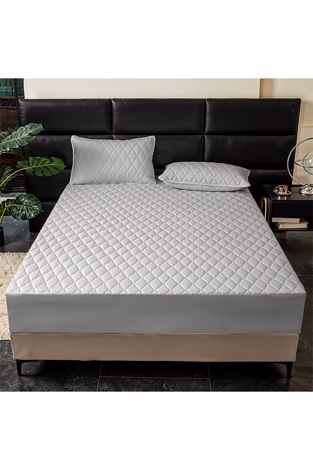 Living and Home Grey Quilted Waterproof Fitted Mattress Protector, W/D/H: 140 x 200 cm – 2
