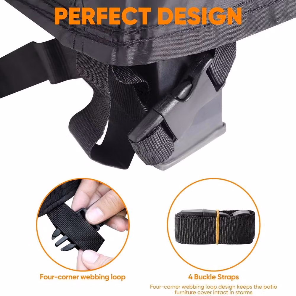 FLAVORA Waterproof Rectangle Cover in Black, W: 270 cm, D: 90 cm, H: 90 cm – 2