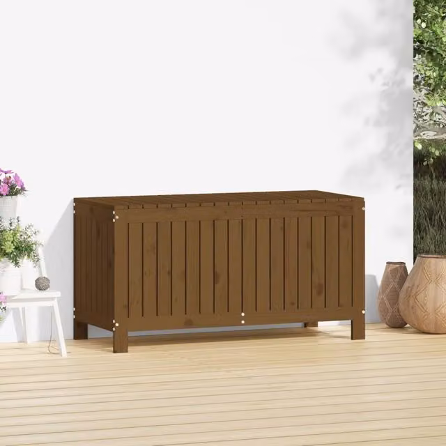 Berkfield Home Garden Storage Box in Honey Brown Solid Pine Wood, W/D/H: 115 x 49 x 60 cm