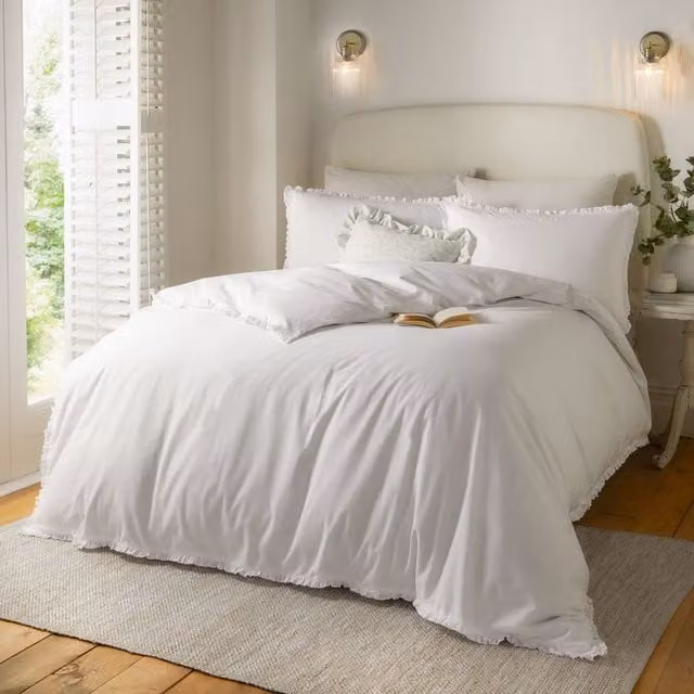 Riva Home Wylder Tilly White 100% Cotton Duvet Cover, W/D/H: 90 x 200 cm