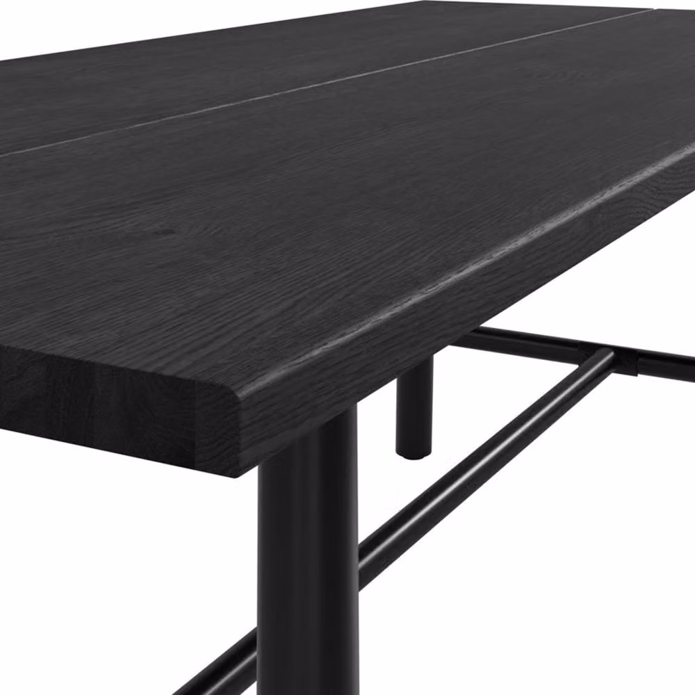 Wyld Haus Louie Black Dining Table with Black Wood Effect Top and Metal Legs – 3