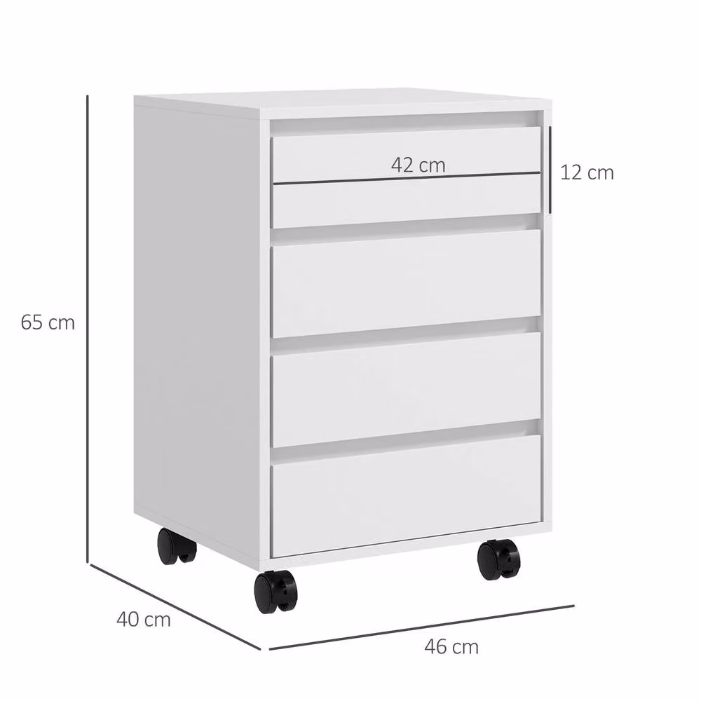 STILVORA Four-Drawer Office Filing Cabinet with Castors in White – 2