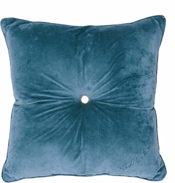 Ted Baker Blue Plain Square Cotton Velvet Cushion, W/D/H: 45 x 45 x 45 cm