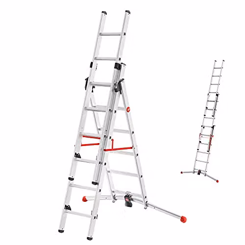 Hailo Profilot 2018 Aluminium Multi-Purpose Combination Ladder, Silver – 1