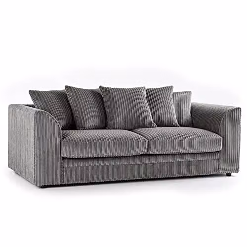 Furnishings For Less UK Luxor Grey Jumbo Cord Fabric 3 + 2 Seater Sofa Suite