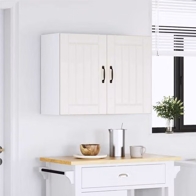 Berkfield Home Lucca White Wall Mounted Kitchen Cabinet with Glass Doors