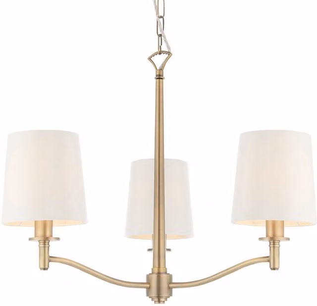 Loops 3-Bulb Multi Light Ceiling Pendant Chandelier in Antique Brass and White – 1