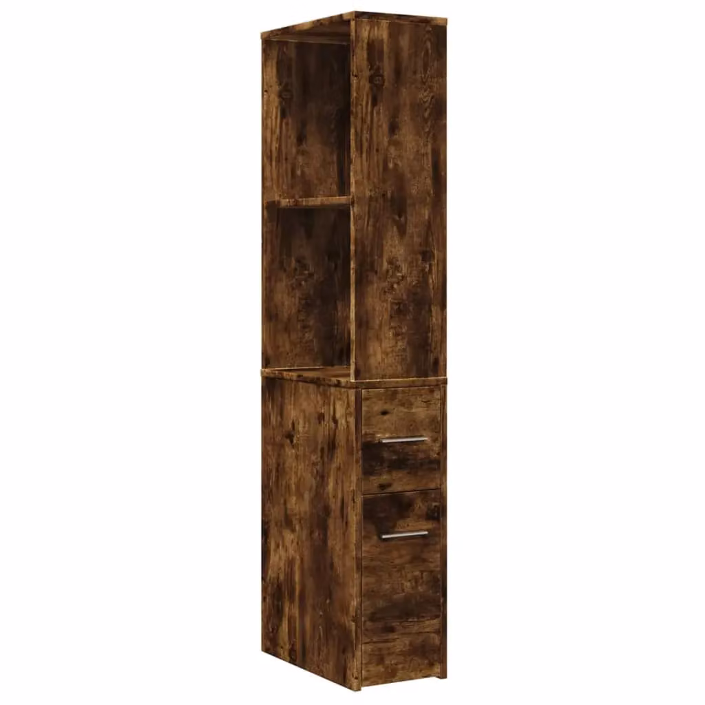 Berkfield Home Narrow Bathroom Cupboard with Wheels in Smoked Oak Brown – 2