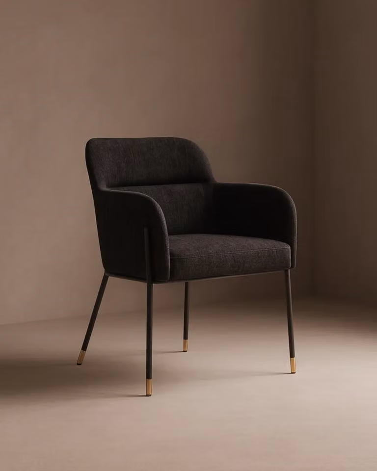 Tommy Franks Modern Black Fabric and Metal Dining Chair