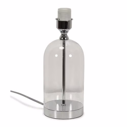 ValueLights Chrome and Transparent Glass Table Lamp Base with Silver Metal Accents
