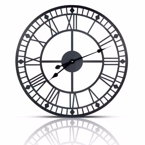 mysmartbuy Black Metal Roman Numeral Indoor or Outdoor Wall Clock, Diameter: 60 cm – 3