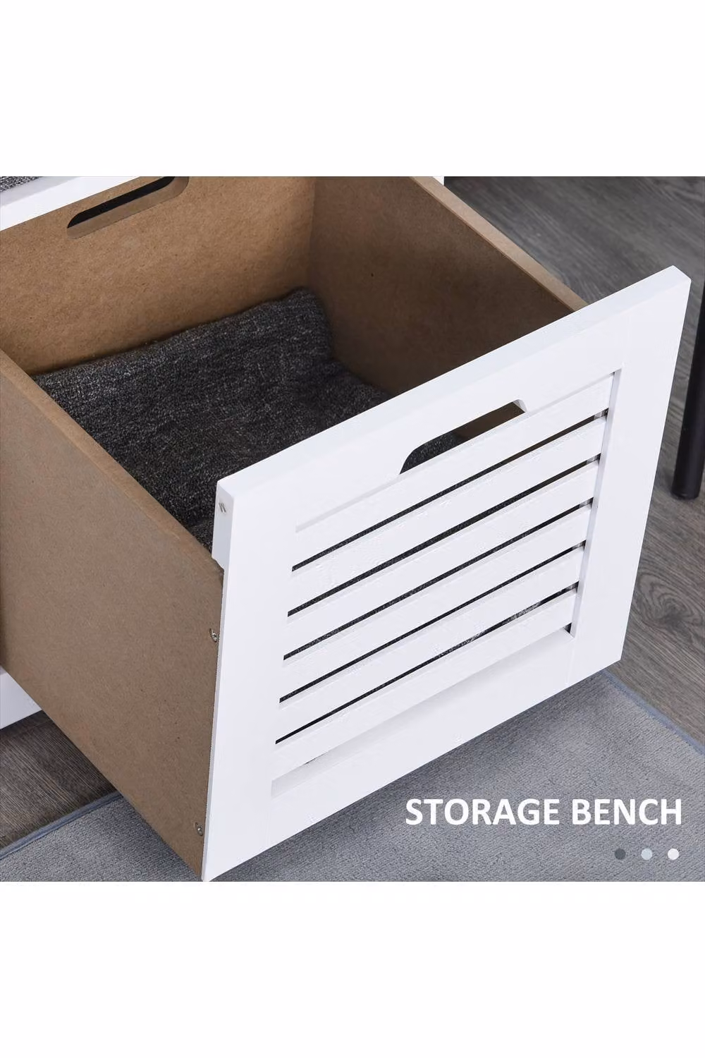ERGOVEXA 3-Drawer Shoe Storage Bench in White – 2