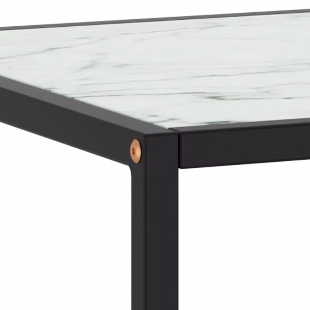 Berkfield Home Modern Square Coffee Table with Black Metal and White Marble Glass, W/D/H: 90 x 90 x 50 cm – 2