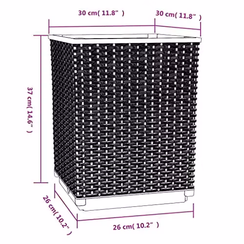 vidaXL Set of 4 Black Polypropylene Planter Tubs, W/D/H: 30 x 30 x 37 cm – 3