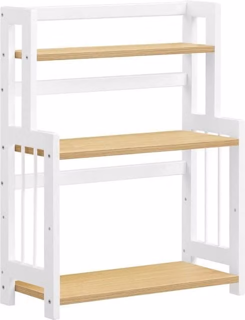 Kelvenix White 3-Tier Wood and MDF Spice Rack Countertop Storage Shelf