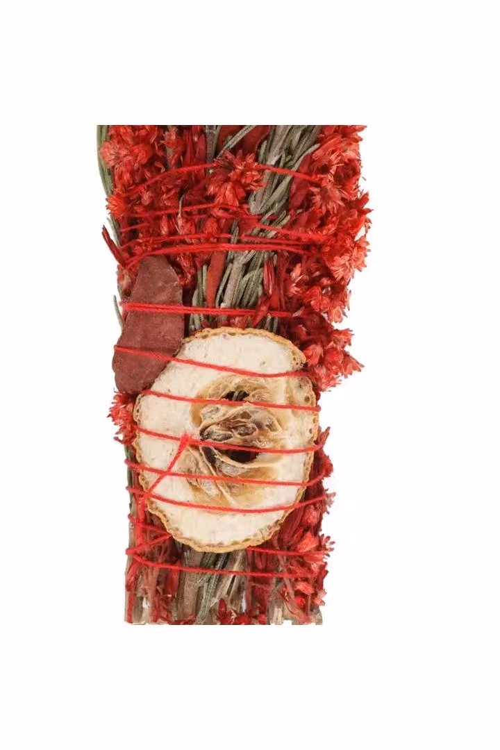 KDMD 6in Green Ritual Wand Smudge Stick with Rosemary, Sage and Red Jasper – 2