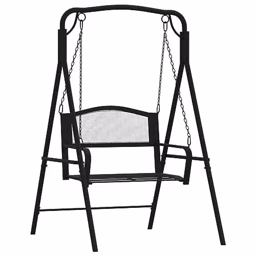 vidaXL Classic Swing Bench in Black Powder Coated Steel with Textilene Seat – 1