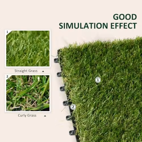 Outsunny 10-Piece Artificial Grass Turf Tile Set, Dark Green, W/D: 30 x 30 cm – 5