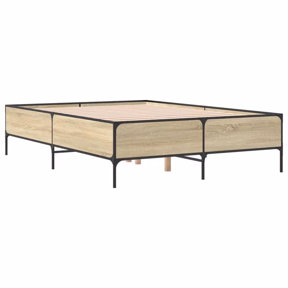 Berkfield Home Sonoma Oak Bed Frame in Light Oak, W: 140 cm, L: 200 cm – 3