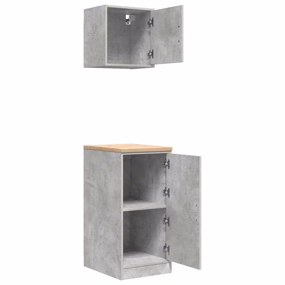 Berkfield Home Wall Mounted Garage and Workshop Cabinets, 2 Piece Set in Concrete Grey Matt Engineered Wood – 2