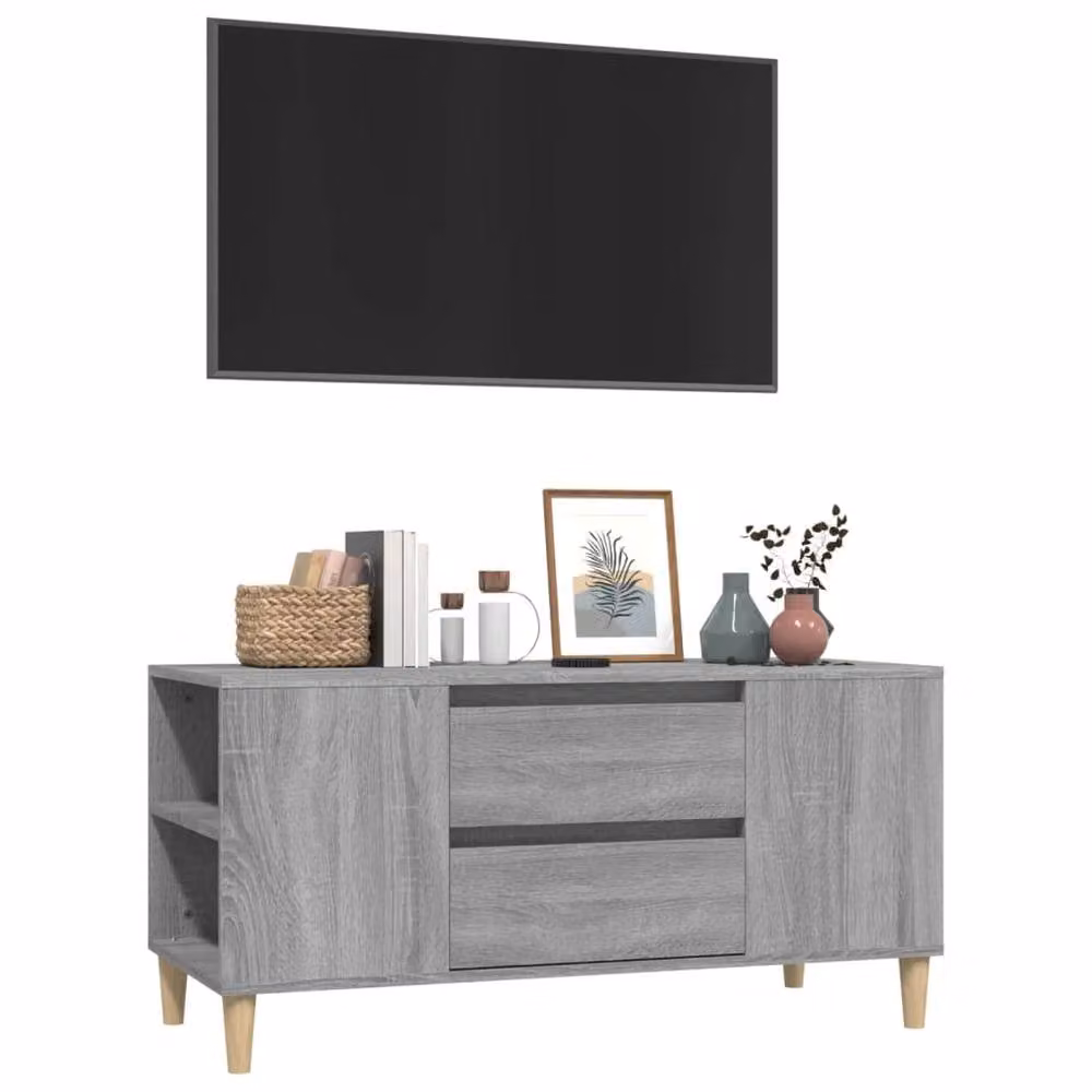 Berkfield Home Grey Sonoma TV Cabinet in Engineered Wood W/D/H: 102 x 44.5 x 50 cm – 4