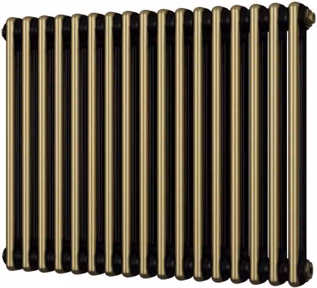 Alpha 2 Column Steel Radiator in Gold/Antique Brass, H: 76.8 cm, W: 60 cm