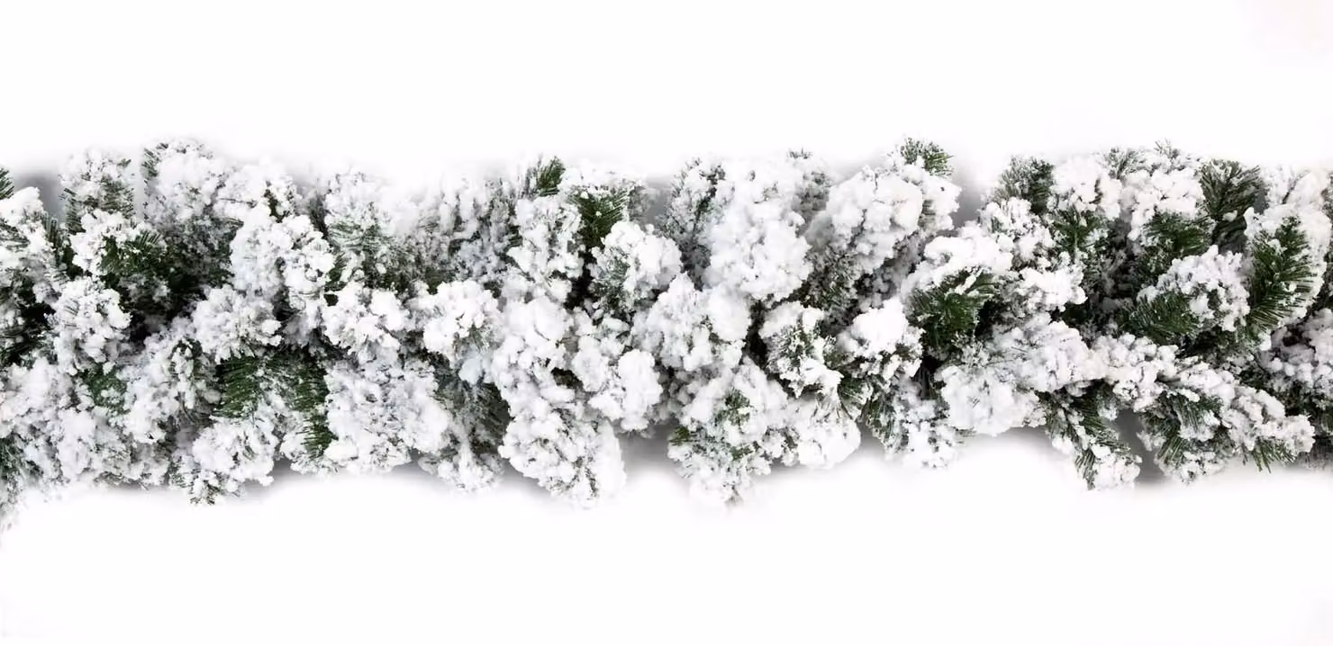 Samuel Alexander Premier Decorations 2.7m Snow Flocked Pine Christmas Garland with Glitter Finish in Green – 3